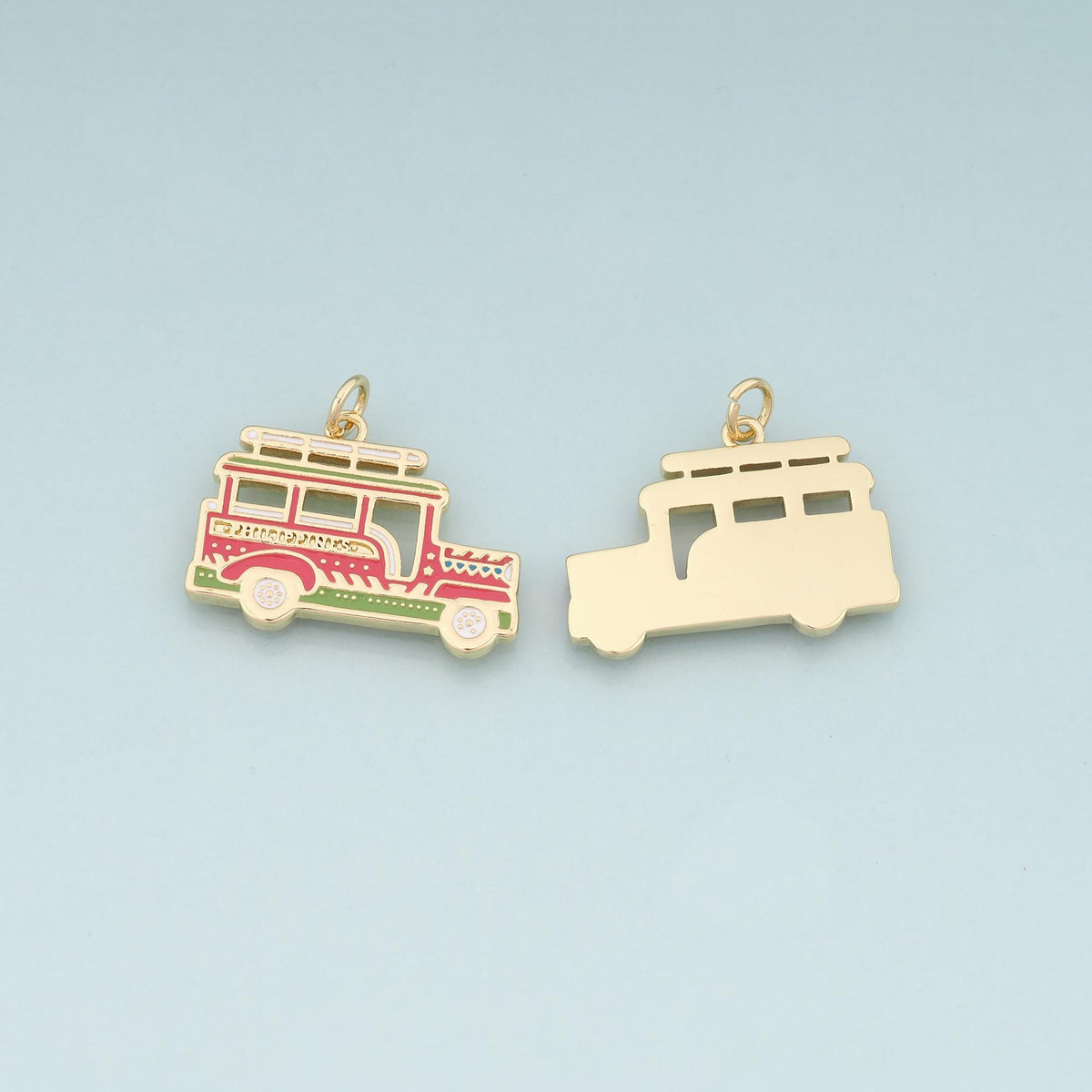 18K Gold Filled Car Pendant,Enamel Car Charm Bracelet Necklace for DIY Jewelry Making Supply