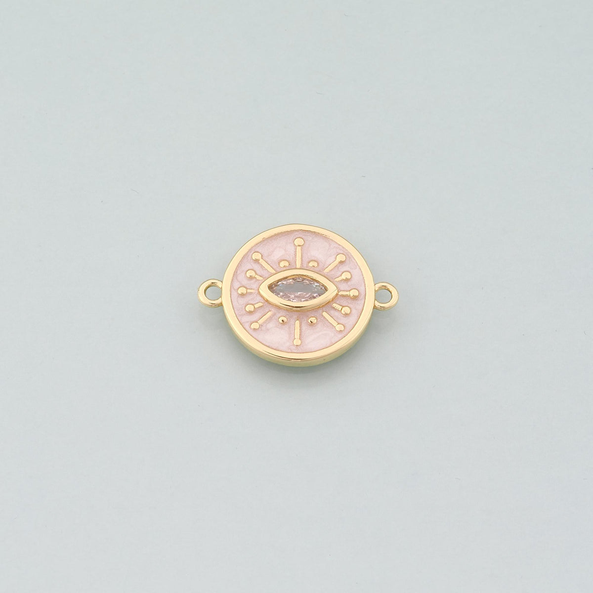 Gold Eye Connector,18K Gold Filled Evil Eye Pendant,Enamel Eyelash Charm Bracelet Necklace for DIY Jewelry Making Supply