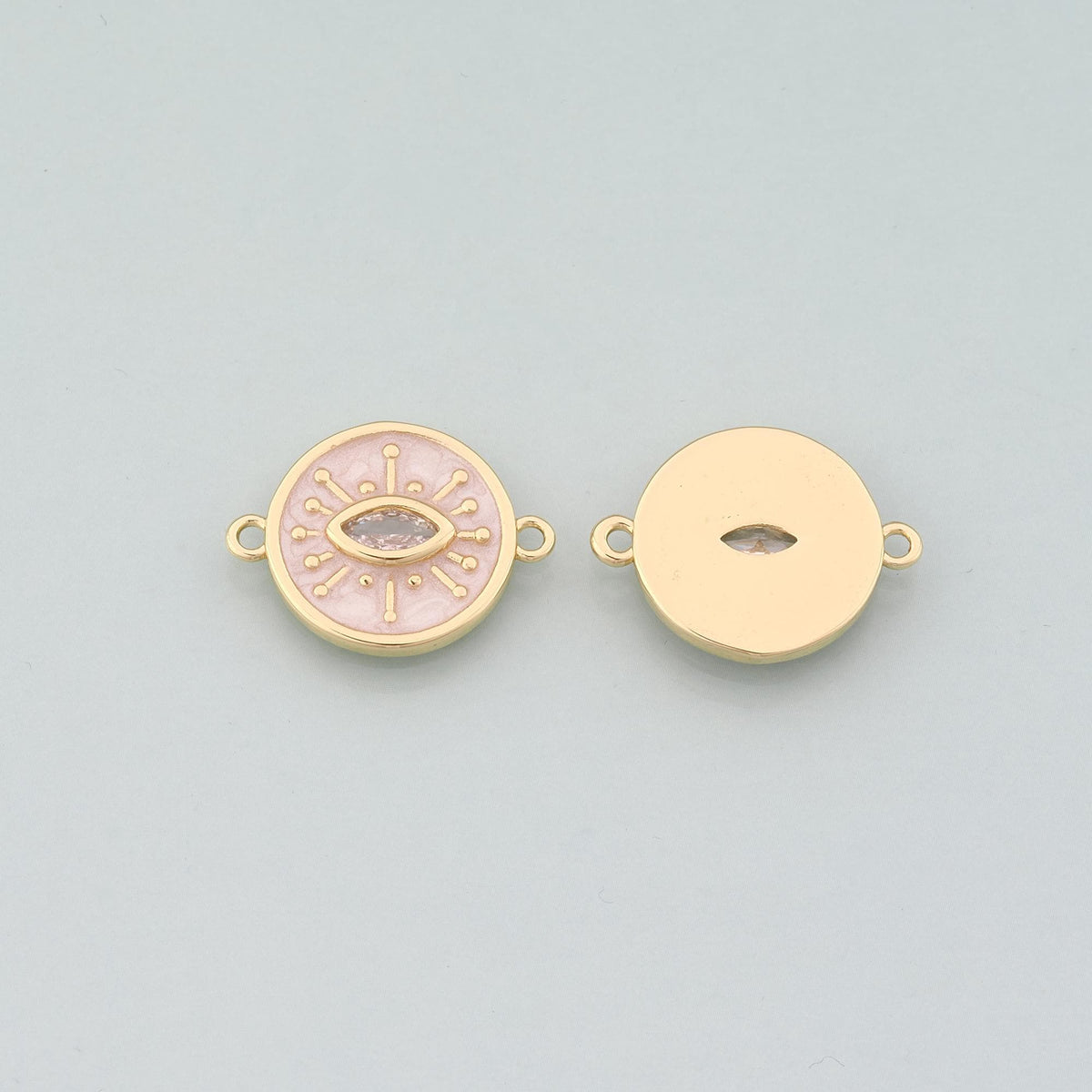 Gold Eye Connector,18K Gold Filled Evil Eye Pendant,Enamel Eyelash Charm Bracelet Necklace for DIY Jewelry Making Supply