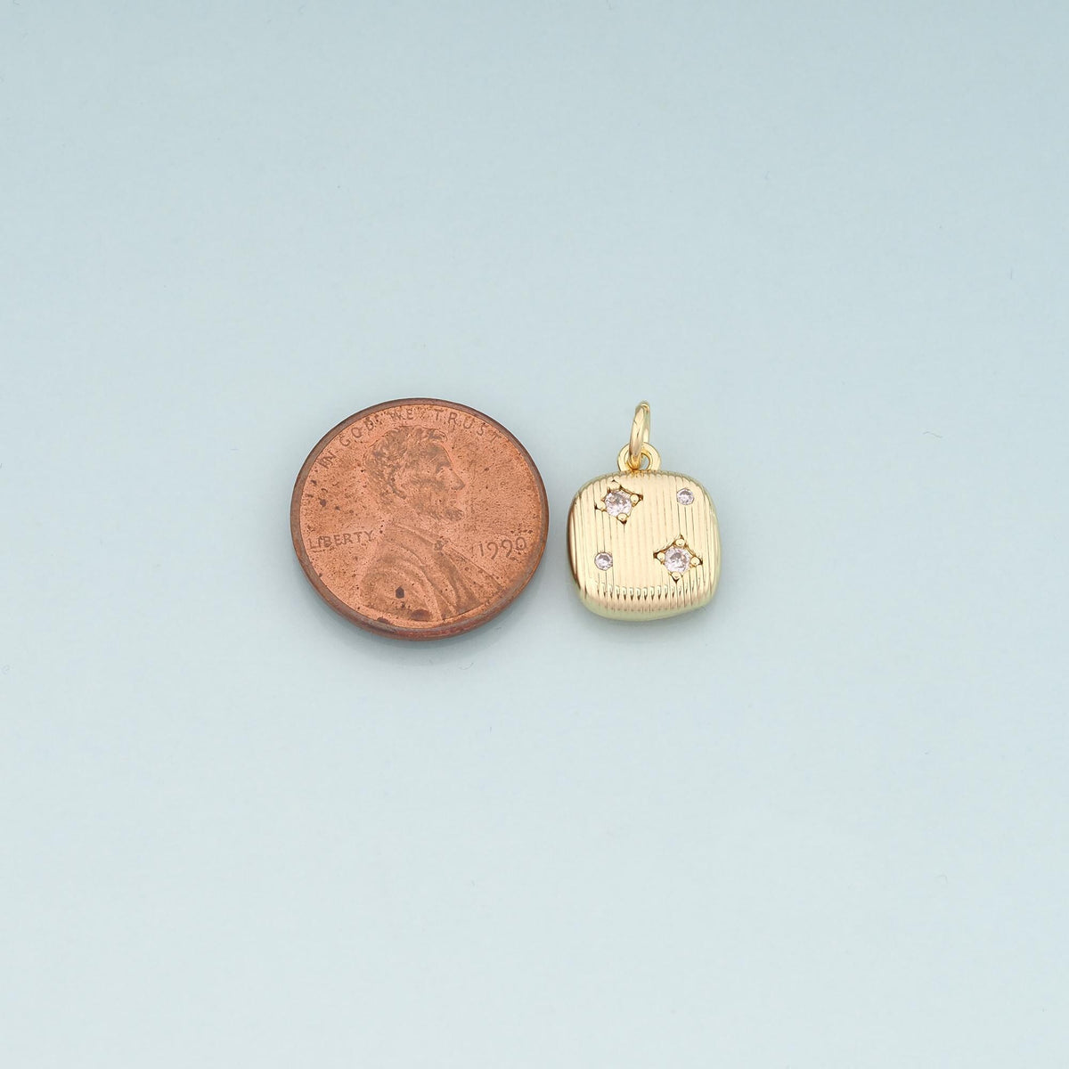 18K Gold Filled Cubic Zirconia Square Charm Pendant for Jewelry Making