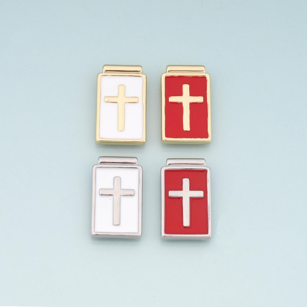 Gold Cross Charms,18K Gold Filled Cross Pendant,Enamel Religion Charm Bracelet Necklace for DIY Jewelry Making Supply