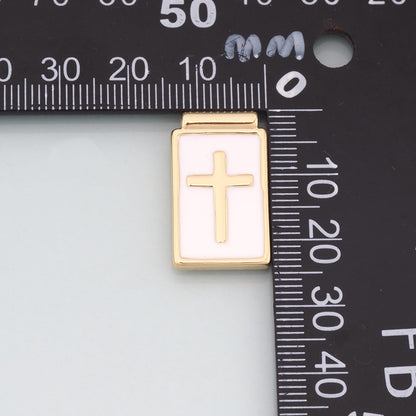 Gold Cross Charms,18K Gold Filled Cross Pendant,Enamel Religion Charm Bracelet Necklace for DIY Jewelry Making Supply