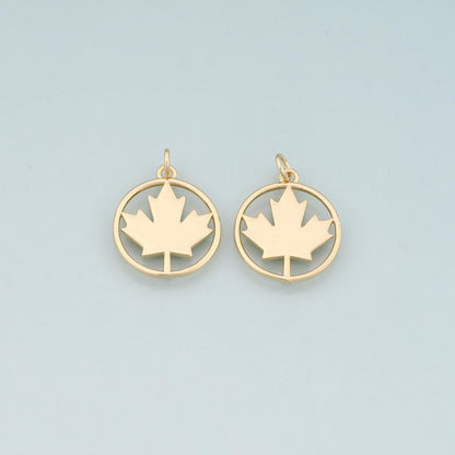 18K Gold Filled Leaf Charm Pendant for Jewelry Making