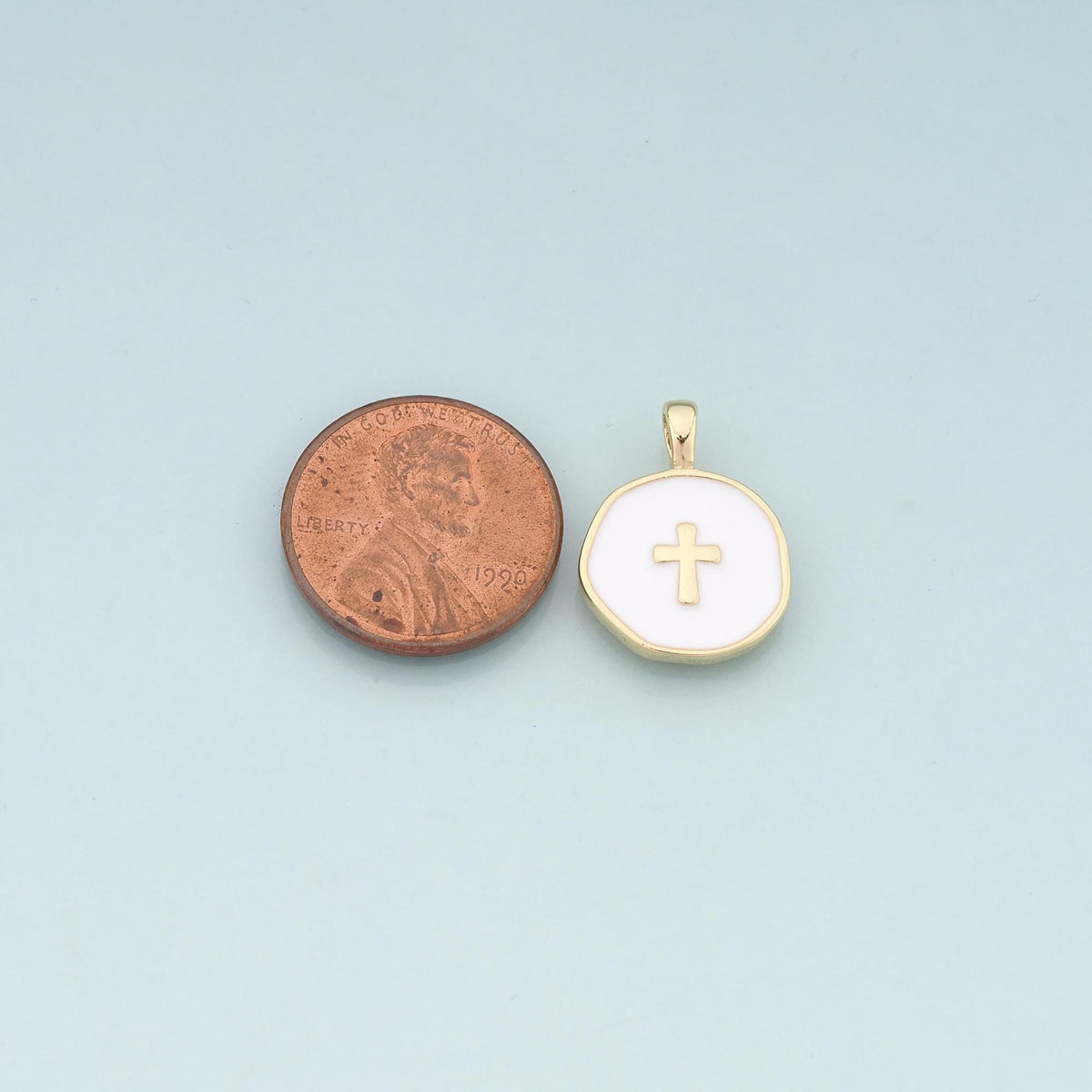 Gold Cross Charms,18K Gold Filled Cross Pendant,Enamel Religion Charm Bracelet Necklace for DIY Jewelry Making Supply