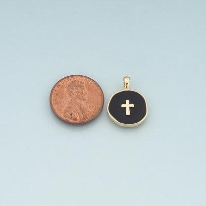 Gold Cross Charms,18K Gold Filled Cross Pendant,Enamel Religion Charm Bracelet Necklace for DIY Jewelry Making Supply