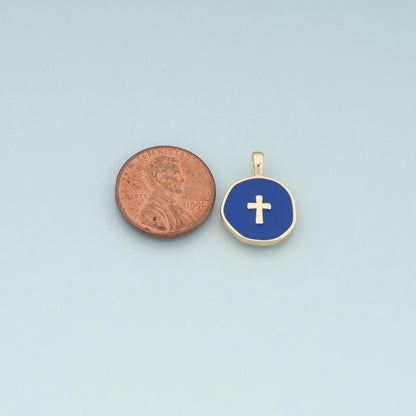 Gold Cross Charms,18K Gold Filled Cross Pendant,Enamel Religion Charm Bracelet Necklace for DIY Jewelry Making Supply
