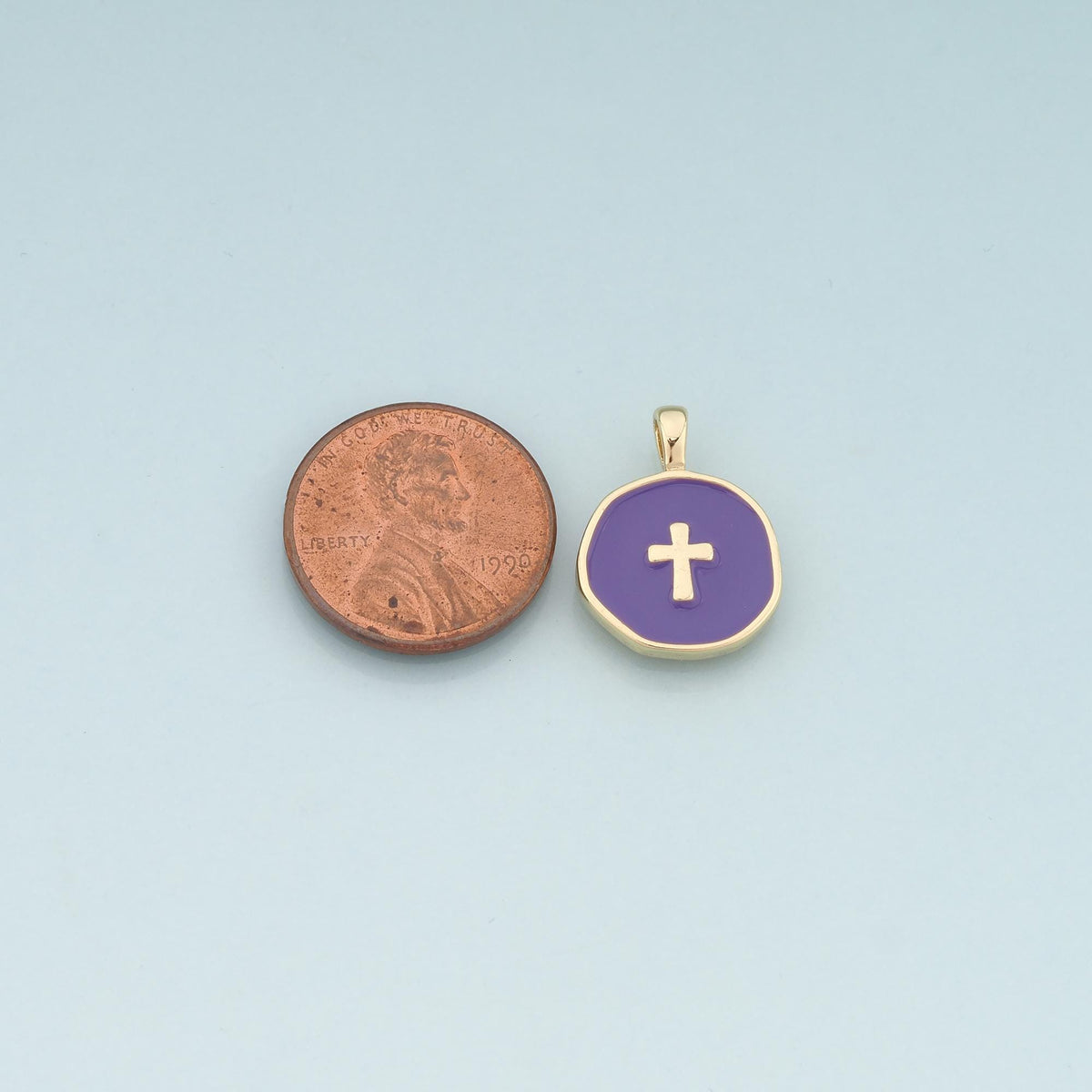 Gold Cross Charms,18K Gold Filled Cross Pendant,Enamel Religion Charm Bracelet Necklace for DIY Jewelry Making Supply