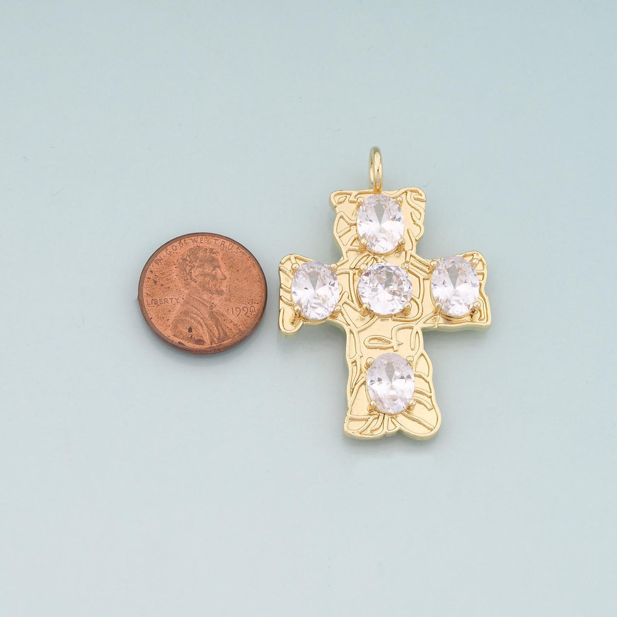 Gold Cross Charms,18K Gold Filled Cross Pendant,CZ Religion Charm Bracelet Necklace for DIY Jewelry Making Supply