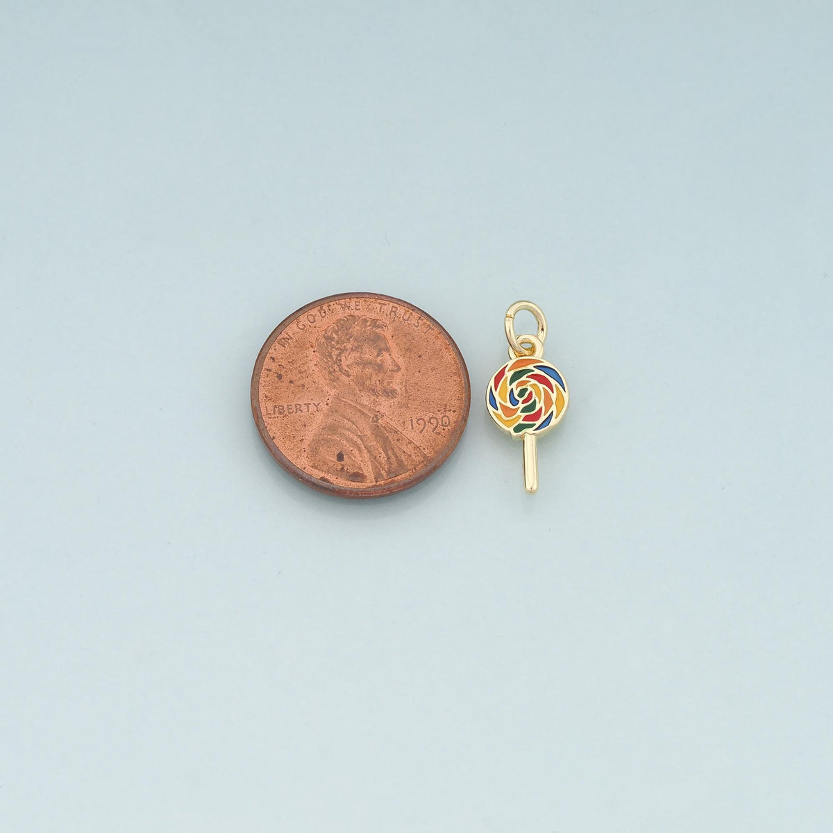 18K Gold Filled Lollipop Pendant,Enamel Candy Charm Bracelet Necklace for DIY Jewelry Making Supply