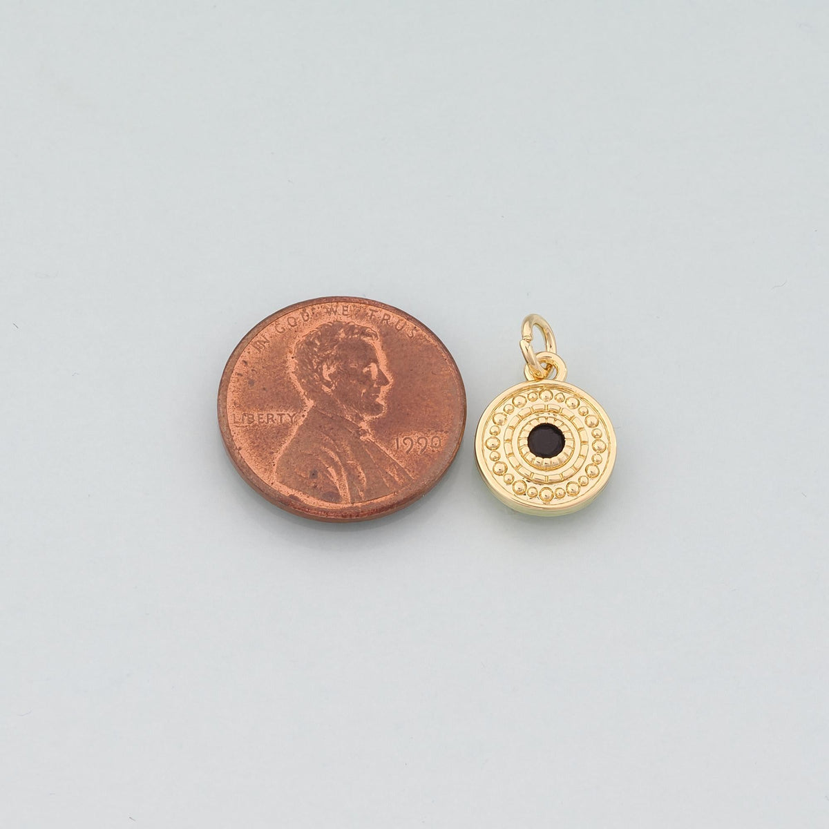 18K Gold Filled Round Evil Eye Pendant,CZ Micro Pave Evil Eye Charm Bracelet Necklace for DIY Jewelry Making Supply