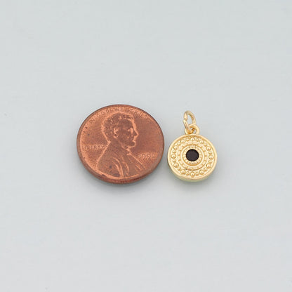 18K Gold Filled Round Evil Eye Pendant,CZ Micro Pave Evil Eye Charm Bracelet Necklace for DIY Jewelry Making Supply