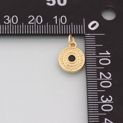 18K Gold Filled Round Evil Eye Pendant,CZ Micro Pave Evil Eye Charm Bracelet Necklace for DIY Jewelry Making Supply