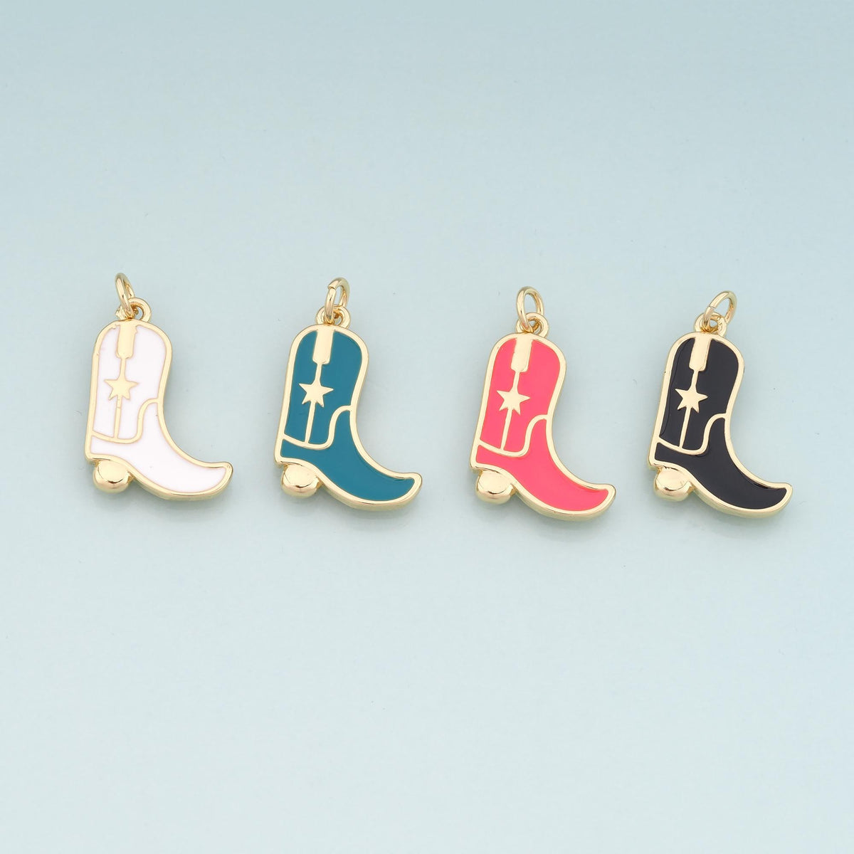 Gold Boots Charms,18K Gold Filled Boots Pendant,Enamel Cowboy Boots Charm Bracelet Necklace for DIY Jewelry Making Supply