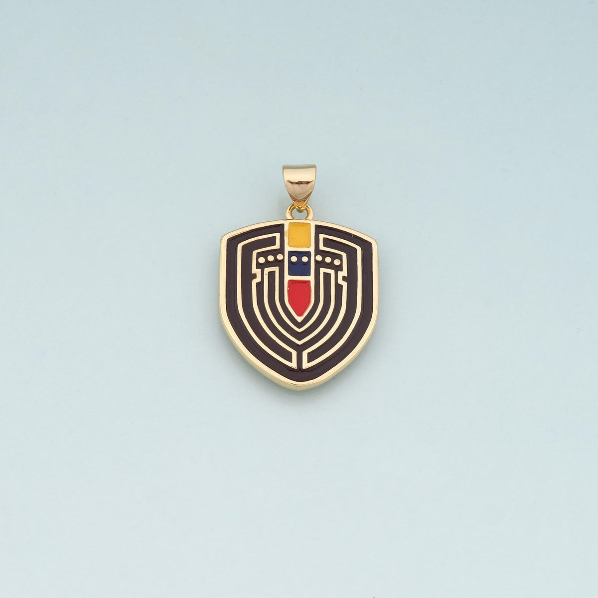 18K Gold Filled Shield Pendant,Enamel Shield Charm Bracelet Necklace for DIY Jewelry Making Supply