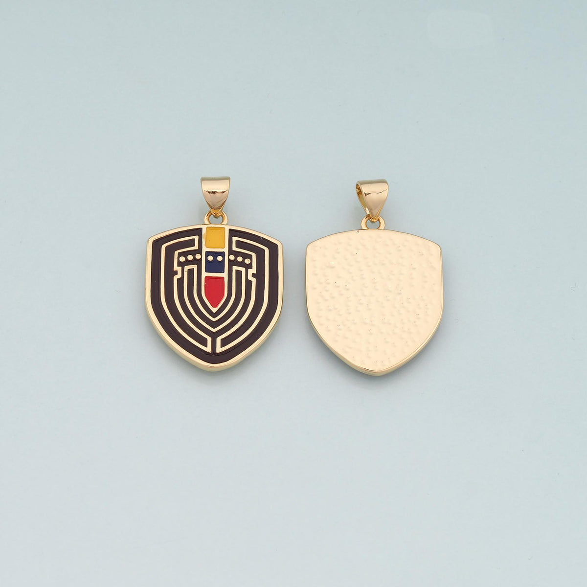 18K Gold Filled Shield Pendant,Enamel Shield Charm Bracelet Necklace for DIY Jewelry Making Supply