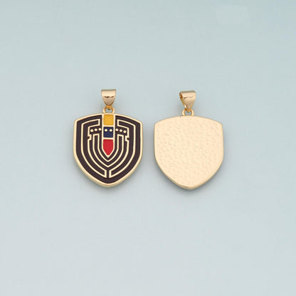 18K Gold Filled Shield Pendant,Enamel Shield Charm Bracelet Necklace for DIY Jewelry Making Supply