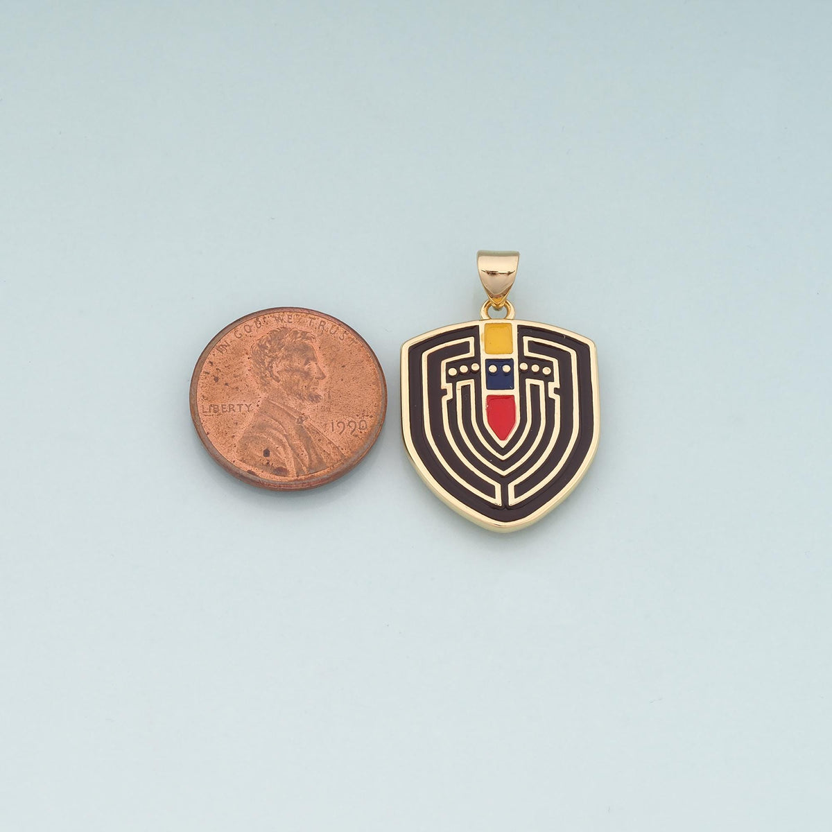 18K Gold Filled Shield Pendant,Enamel Shield Charm Bracelet Necklace for DIY Jewelry Making Supply