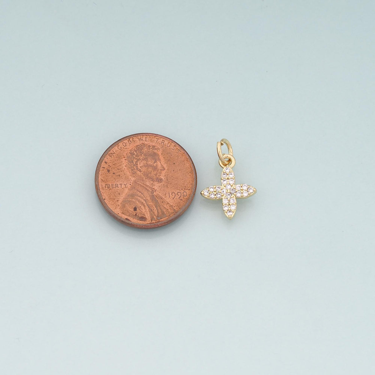 Gold Flower Charms,18K Gold Filled Flower Pendant,CZ Micro Pave Flower Charm Bracelet Necklace for DIY Jewelry Making Supply