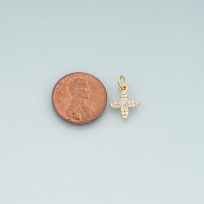 Gold Flower Charms,18K Gold Filled Flower Pendant,CZ Micro Pave Flower Charm Bracelet Necklace for DIY Jewelry Making Supply