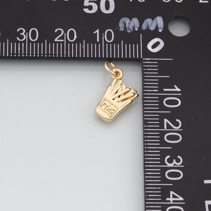 18K Gold Filled Fries Pendant,Dainty French Fries Charm Bracelet Necklace for DIY Jewelry Making Supply