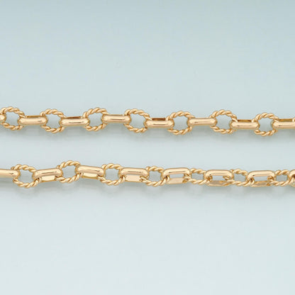 Gold Twist Chain,18K Gold Filled Oval Chain for Necklace Bracelet DIY Jewelry Making Supply