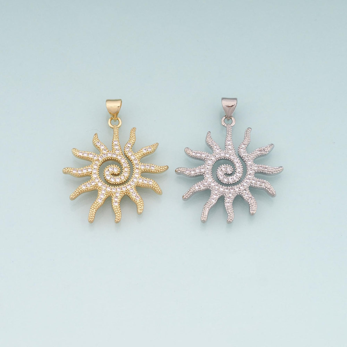 Gold Sun Charms,18K Gold Filled Sun Pendant,Celestial Charm Bracelet Necklace for DIY Jewelry Making Supply
