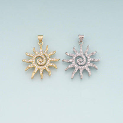 Gold Sun Charms,18K Gold Filled Sun Pendant,Celestial Charm Bracelet Necklace for DIY Jewelry Making Supply