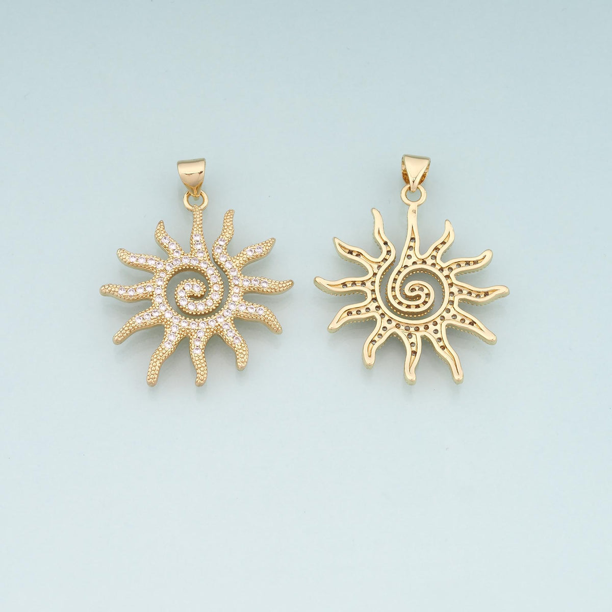 Gold Sun Charms,18K Gold Filled Sun Pendant,Celestial Charm Bracelet Necklace for DIY Jewelry Making Supply