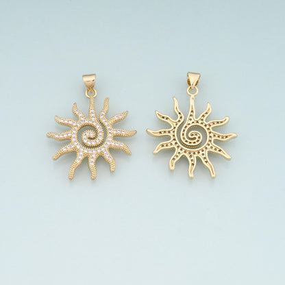 Gold Sun Charms,18K Gold Filled Sun Pendant,Celestial Charm Bracelet Necklace for DIY Jewelry Making Supply