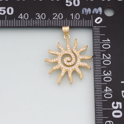 Gold Sun Charms,18K Gold Filled Sun Pendant,Celestial Charm Bracelet Necklace for DIY Jewelry Making Supply