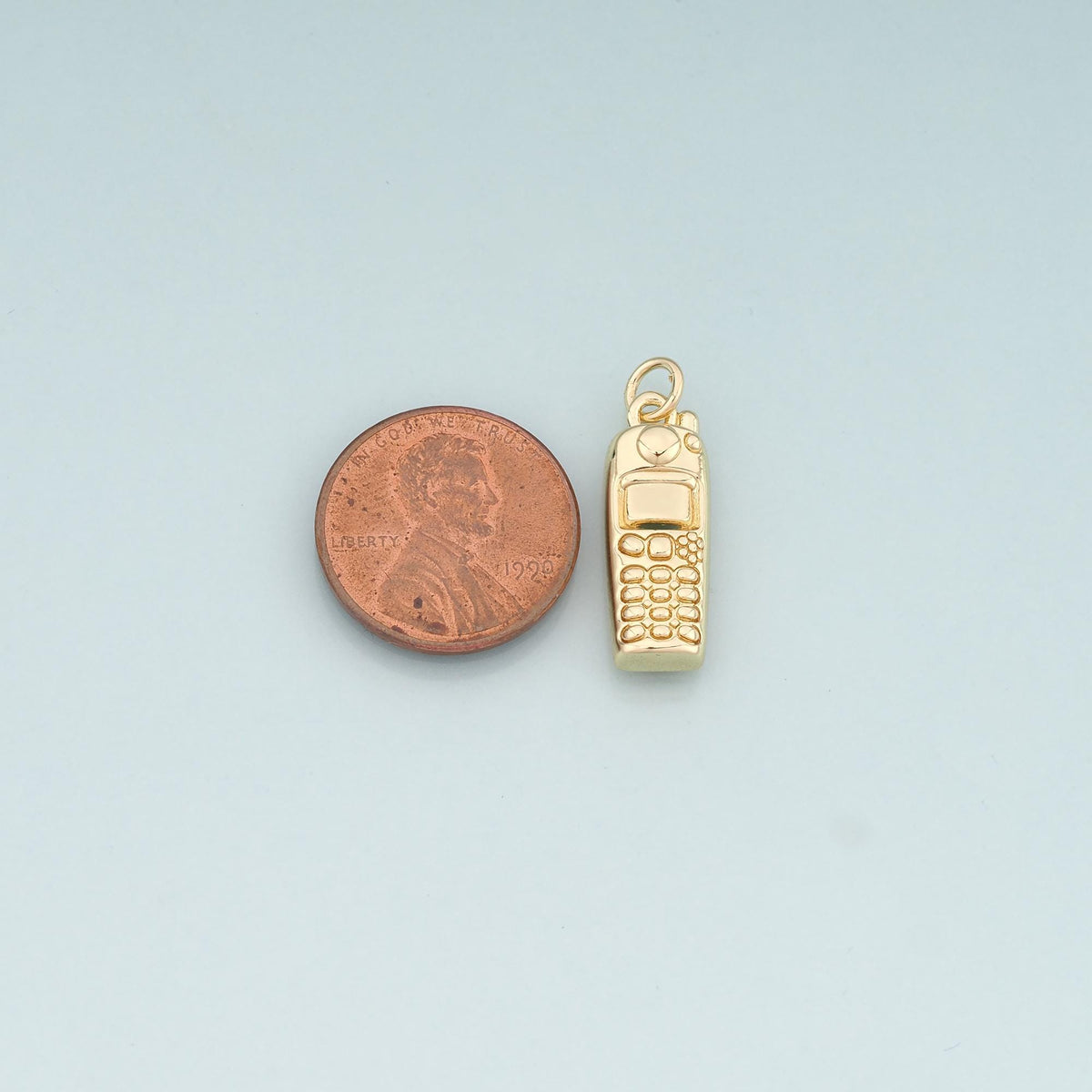18K Gold Filled Telephone Pendant,Dainty Telephone Charm Bracelet Necklace for DIY Jewelry Making Supply