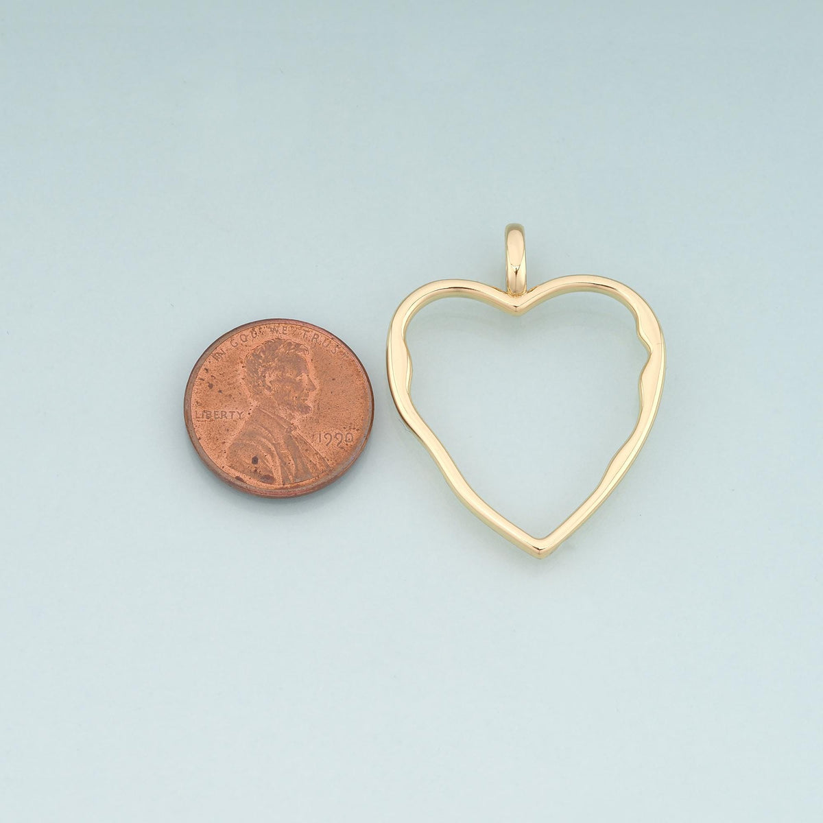 18K Gold Filled Heart Pendant,Heart Charm Bracelet Necklace for DIY Jewelry Making Supply