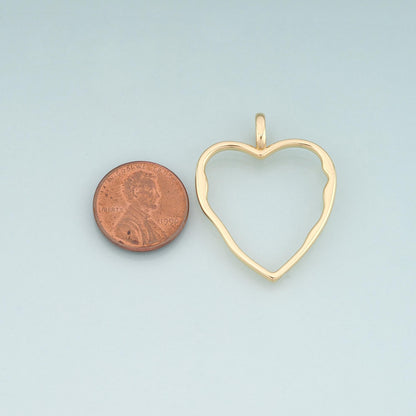 18K Gold Filled Heart Pendant,Heart Charm Bracelet Necklace for DIY Jewelry Making Supply
