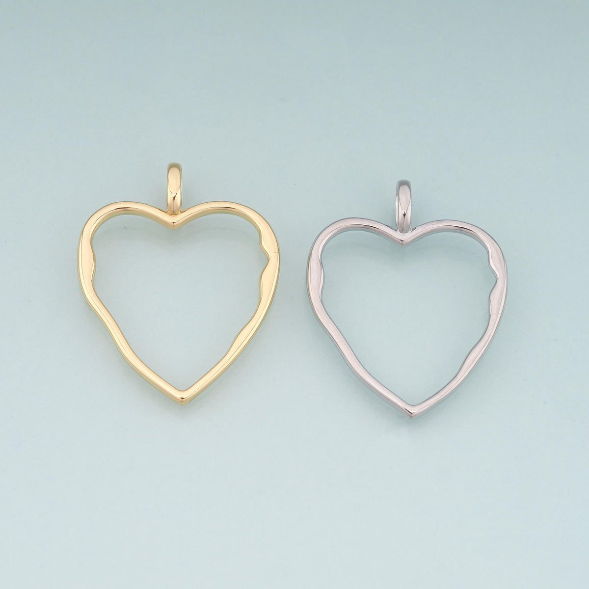 18K Gold Filled Heart Pendant,Heart Charm Bracelet Necklace for DIY Jewelry Making Supply