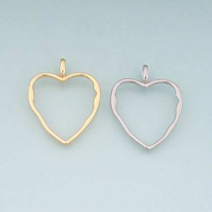 18K Gold Filled Heart Pendant,Heart Charm Bracelet Necklace for DIY Jewelry Making Supply
