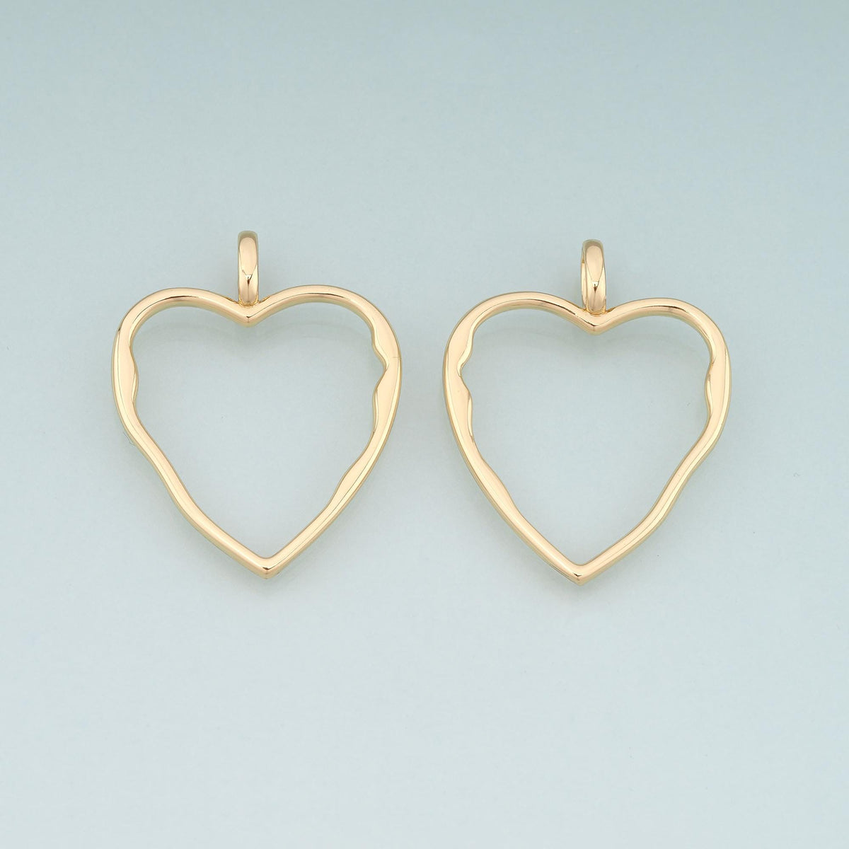 18K Gold Filled Heart Pendant,Heart Charm Bracelet Necklace for DIY Jewelry Making Supply