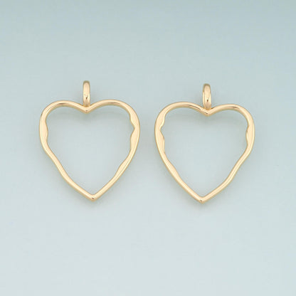 18K Gold Filled Heart Pendant,Heart Charm Bracelet Necklace for DIY Jewelry Making Supply