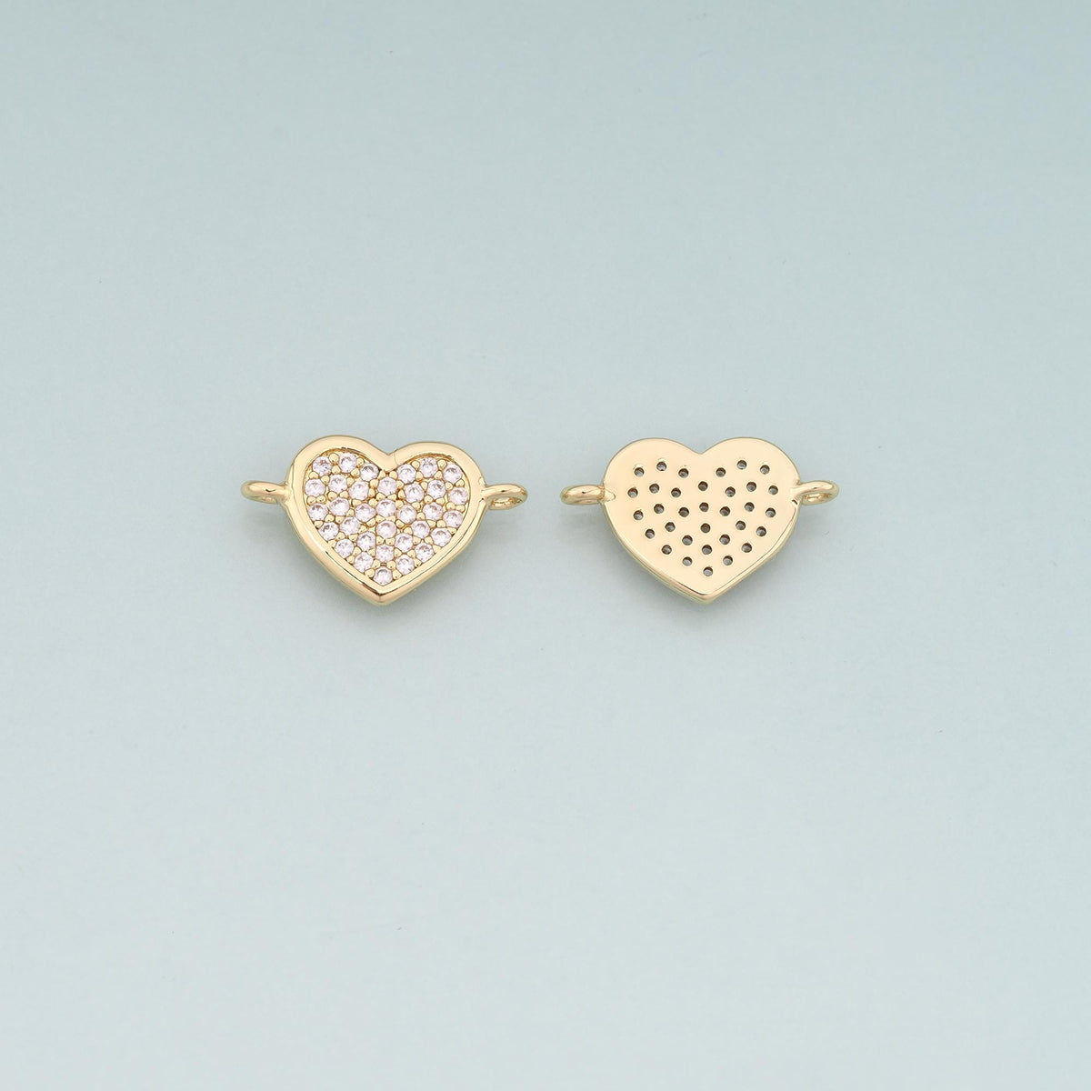 Gold heart Connector,18K Gold Filled Heart Pendant,CZ Heart Charm Bracelet Necklace for DIY Jewelry Making Supply