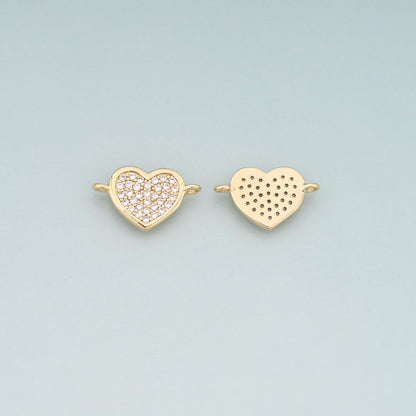 Gold heart Connector,18K Gold Filled Heart Pendant,CZ Heart Charm Bracelet Necklace for DIY Jewelry Making Supply