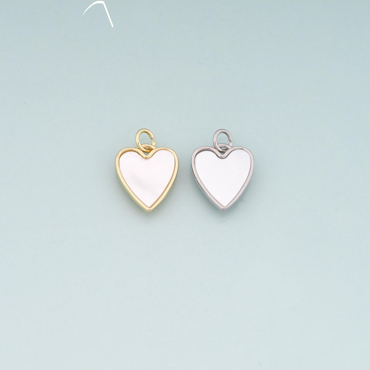 18K Gold Filled Shell Heart Pendant,Heart Charm Bracelet Necklace for DIY Jewelry Making Supply