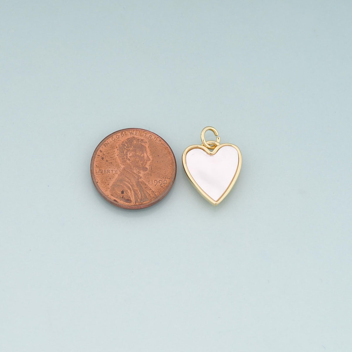 18K Gold Filled Shell Heart Pendant,Heart Charm Bracelet Necklace for DIY Jewelry Making Supply
