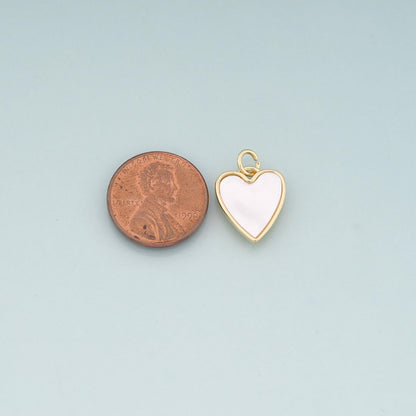 18K Gold Filled Shell Heart Pendant,Heart Charm Bracelet Necklace for DIY Jewelry Making Supply