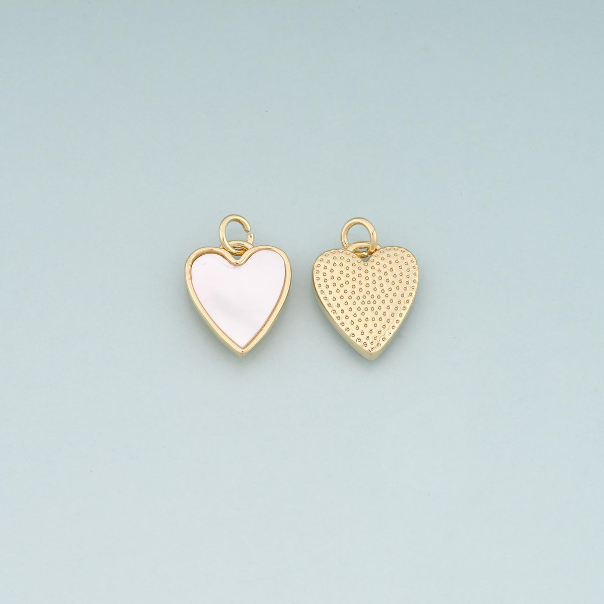 18K Gold Filled Shell Heart Pendant,Heart Charm Bracelet Necklace for DIY Jewelry Making Supply
