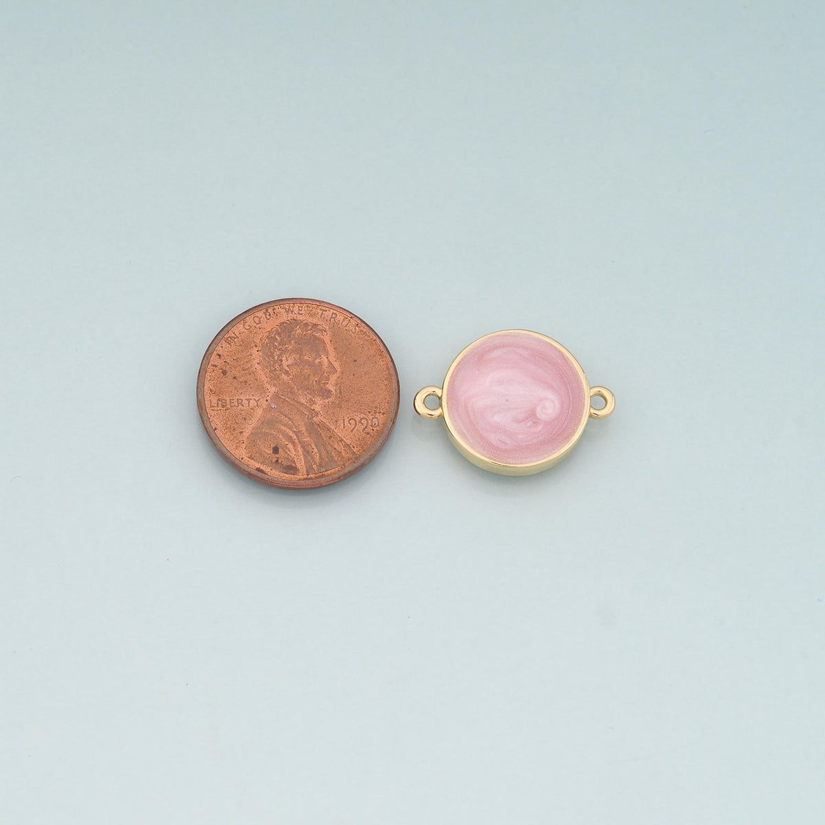 Gold Round Connector,18K Gold Filled Round Pendant,Enamel Round Charm Bracelet Necklace for DIY Jewelry Making Supply