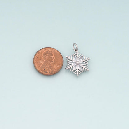 Gold Christmas Charms,18K Gold Filled CZ Micro Pave Christmas snowflake Pendant Charm Bracelet Necklace for DIY Jewelry Makin