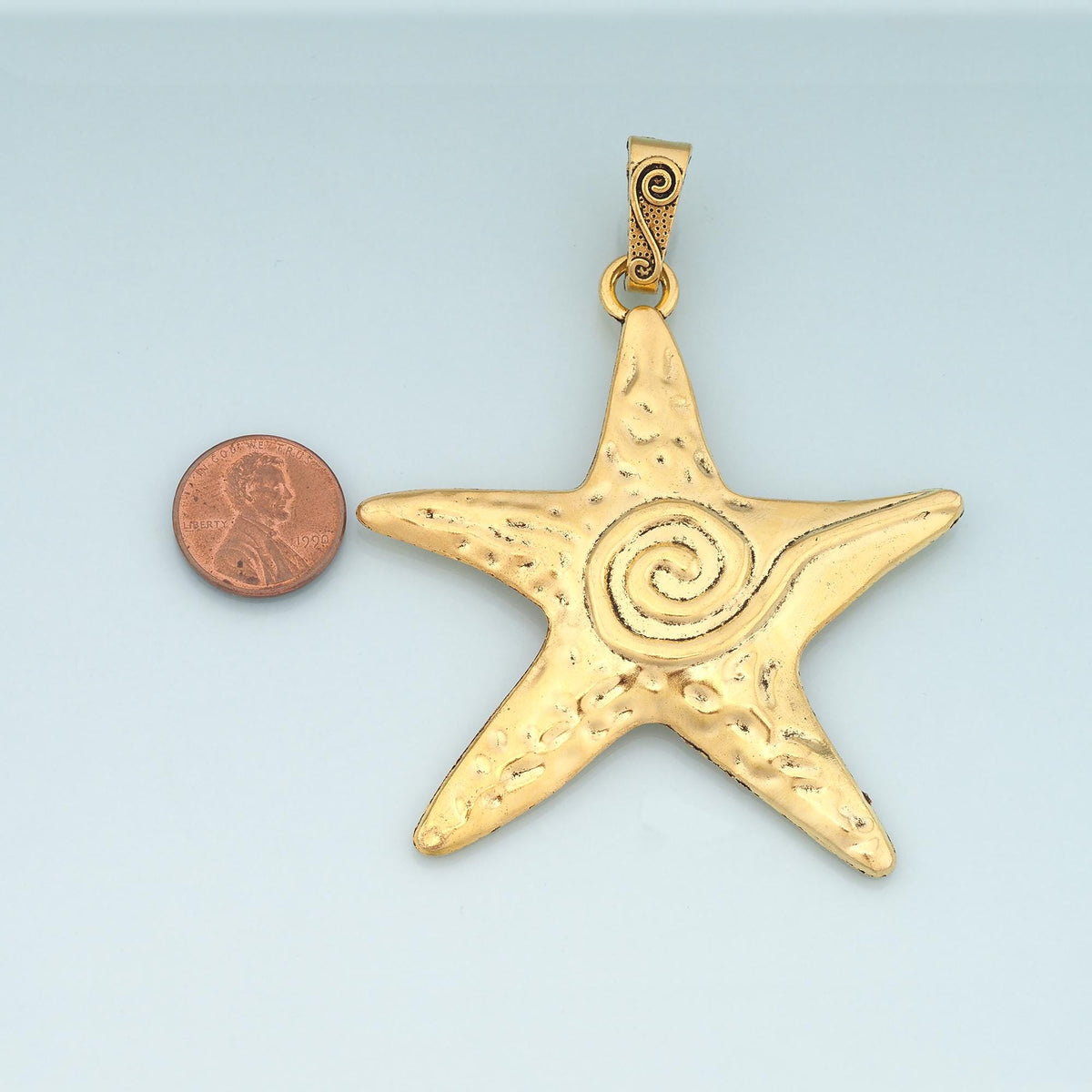 Gold Starfish Charms,18K Gold Filled Big Sea star Pendant,Starfish Charm Bracelet Necklace for DIY Jewelry Making Supply