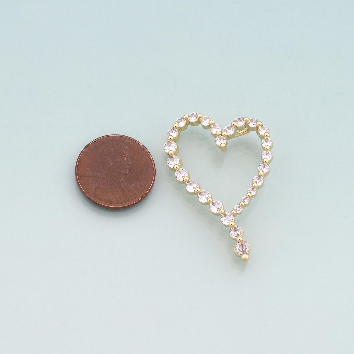 18K Gold Filled Heart Pendant,CZ Micro Pave Heart Charm Bracelet Necklace for DIY Jewelry Making Supply