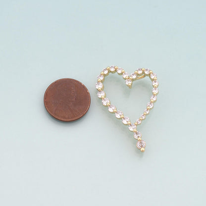 18K Gold Filled Heart Pendant,CZ Micro Pave Heart Charm Bracelet Necklace for DIY Jewelry Making Supply