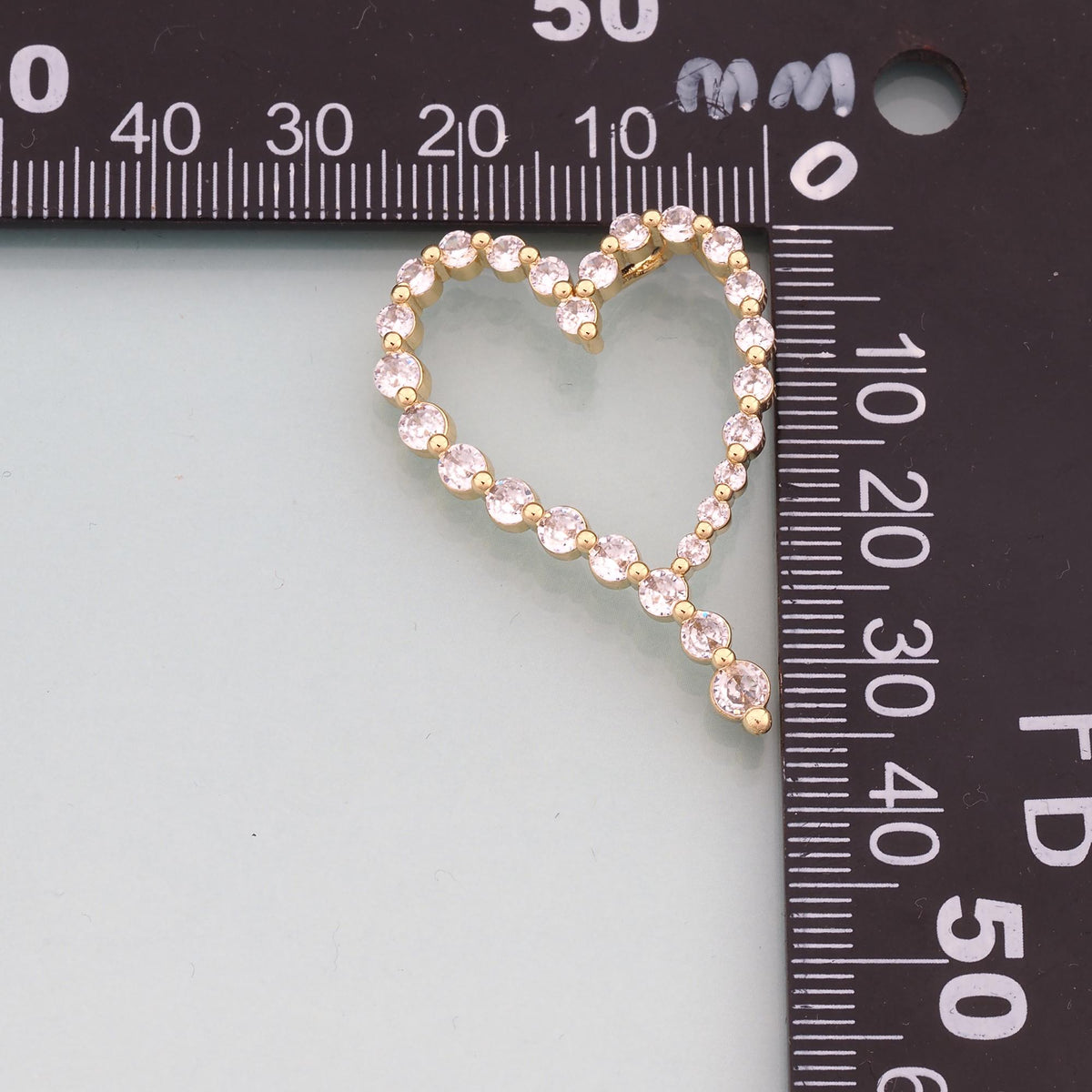 18K Gold Filled Heart Pendant,CZ Micro Pave Heart Charm Bracelet Necklace for DIY Jewelry Making Supply