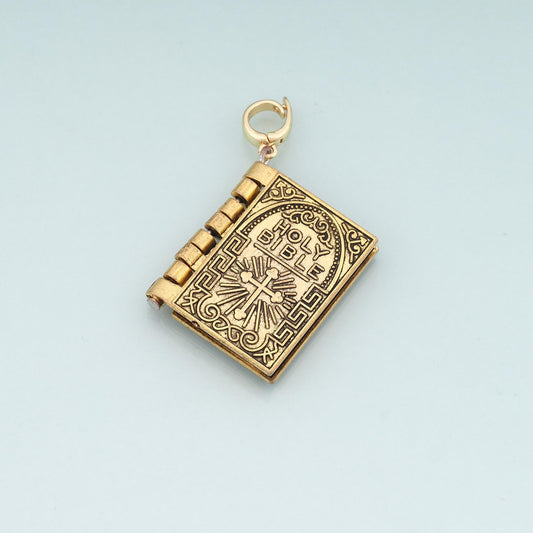18K Gold Filled Bible Pendant,Religion Charm Bracelet Necklace for DIY Jewelry Making Supply